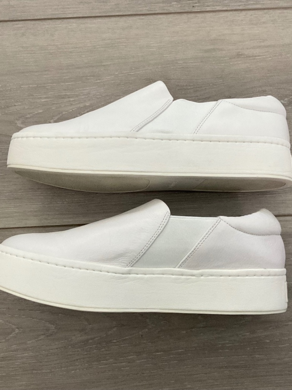 VINCE Warren Italian Leather Platform Sneaker in White Plaster Size 8.5 - Picture 3 of 8